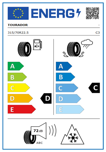 Tourador Max Force D1 315/70 R22,5 156/150L - energetický štítok